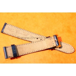 ZRC Mens Crocodile Grain Leather Navy Blue 16mm Crococalf Leather Watch Strap with tang buckle