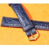 ZRC Mens Crocodile Grain Leather Navy Blue 16mm Crococalf Leather Watch Strap with tang buckle