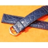 ZRC Mens Crocodile Grain Leather Navy Blue 16mm Crococalf Leather Watch Strap with tang buckle