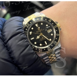 Rolex Genuine GMT MASTER BLACK GLOSSY GILT DIAL WATCH VINTAGE 16758, 16753 tutone cal 3075