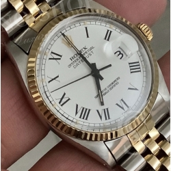 ROLEX DATEJUST CADRAN BUCKLEY CHIFFRES ROMAINS BLANC 16013,16018 cal 3035,3135 VINTAGE MONTRES ROLEX DATEJUST