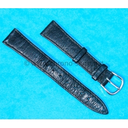 Bracelet Montres Mixte 18mm PECARI VERITABLE SWISS MADE en cuir veritable pécari couleur noir avec boucle ardillon
