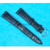 Original Leather Peccary Watch Strap 18mm Flat Black color Polished buckle tin tang PECARI VERITABLE SWISS MADE