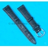 Bracelet Montres Mixte 18mm PECARI VERITABLE SWISS MADE en cuir veritable pécari couleur noir avec boucle ardillon