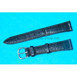 Bracelet Montres Mixte 18mm PECARI VERITABLE SWISS MADE en cuir veritable pécari couleur noir avec boucle ardillon