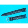 Bracelet Montres Mixte 18mm PECARI VERITABLE SWISS MADE en cuir veritable pécari couleur noir avec boucle ardillon