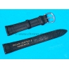 Bracelet Montres Mixte 18mm PECARI VERITABLE SWISS MADE en cuir veritable pécari couleur noir avec boucle ardillon
