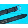 Original Leather Peccary Watch Strap 18mm Flat Black color Polished buckle tin tang PECARI VERITABLE SWISS MADE