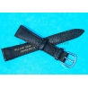 Original Leather Peccary Watch Strap 18mm Flat Black color Polished buckle tin tang PECARI VERITABLE SWISS MADE