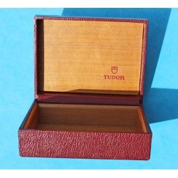 Rare Tudor Medium size leather box Red / burgundy color and wooden from 70's ref 94 00 1