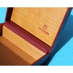 Rare Tudor Medium size leather box Red / burgundy color and wooden from 70's ref 94 00 1