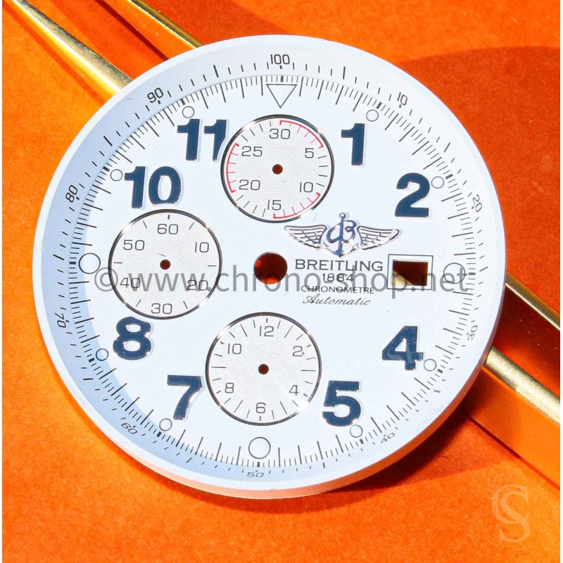 Breitling A13370 Super Avenger A562 White Watch Dial Silver Subdials Rare watch part Breitling A13370 Super Avenger A562 White Watch Dial Silver Subdials Rare watch part