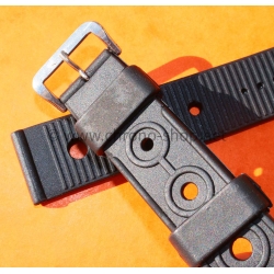 Vintage Rubber strap black perforated 21mm for vintage Tag Heuer, Aqualeung watches