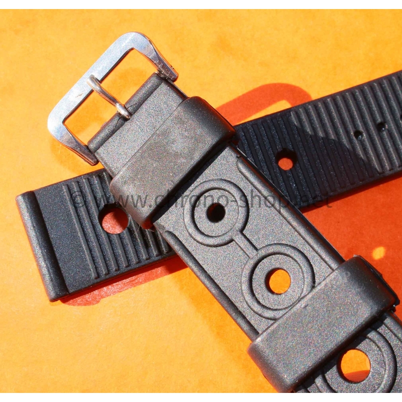Vintage Rubber strap black perforated 21mm for vintage Tag Heuer, Aqualeung watches Vintage Rubber strap black perforated 21mm for vintage Tag Heuer, Aqualeung watches