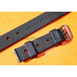Bracelet vintage caoutchouc perforé noir 21mm Tag Heuer, Aqualeung