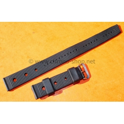 Bracelet vintage caoutchouc perforé noir 21mm Tag Heuer, Aqualeung