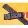 Bracelet vintage caoutchouc perforé noir 21mm Tag Heuer, Aqualeung
