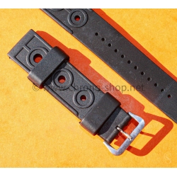 Bracelet vintage caoutchouc perforé noir 21mm Tag Heuer, Aqualeung