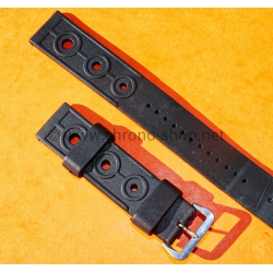 Bracelet vintage caoutchouc perforé noir 21mm Tag Heuer, Aqualeung