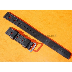 Bracelet vintage caoutchouc perforé noir 21mm Tag Heuer, Aqualeung