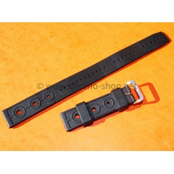 Bracelet vintage caoutchouc perforé noir 21mm Tag Heuer, Aqualeung