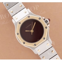 Cartier Santos Ronde Authentique bracelet 12mm or acier ref 01/93 neuf de stock montre vintage Cartier