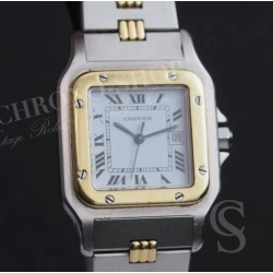 Cartier Santos Godron 2961,2966 Original bracelet bitons 16mm or acier ref 02/93 neuf de stock montre vintage Cartier