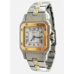 Cartier Santos Godron 2961,2966 Original bracelet bitons 16mm or acier ref 02/93 neuf de stock montre vintage Cartier