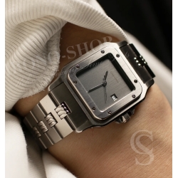 Cartier Santos Godron Authentic watch Ssteel half part bracelet 18mm lugs stamped 01/91 New condition