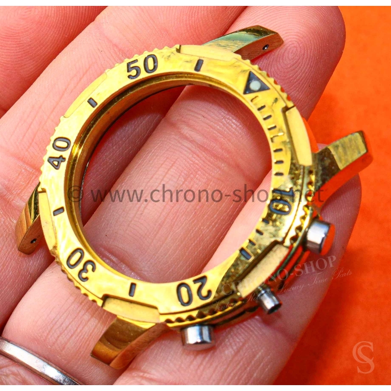 Tissot Genuine Yellow gold plated polished midcase Chronograph 39mm turning bezel mens size with pushers