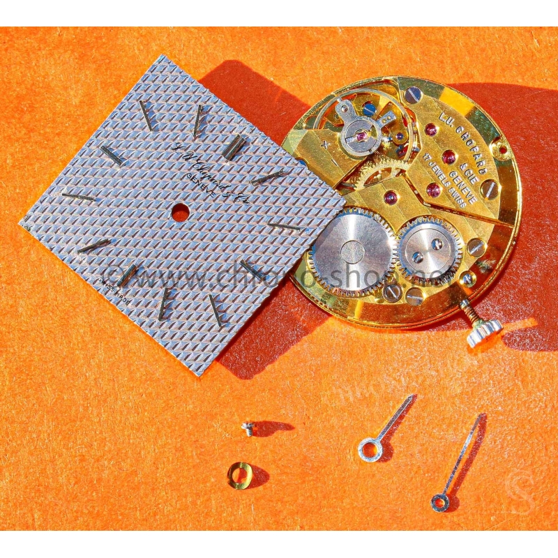 L.U Chopard Cie Genève vintage 23mm silver tapisserie tapestry square dial,handset, 17 rubies caliber and winding crown LUC