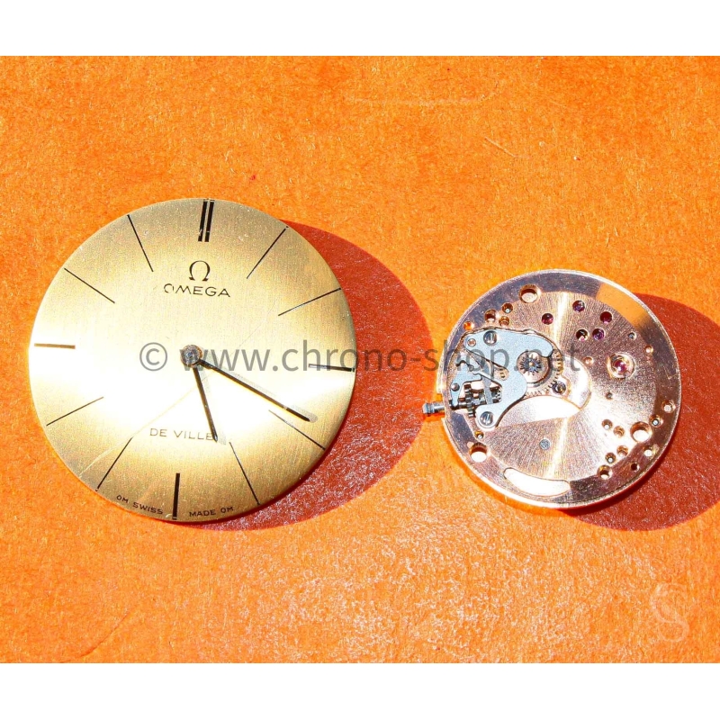Omega De Ville 24 mm dial in solid 18K 750 yellow gold with hands, Omega 620 Mechanical caliber
