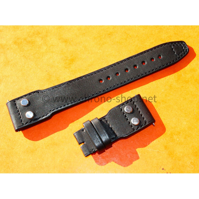 IWC Craftmanship Rivets Black leather calf Big Pilot watches 5002,5004,5009, Timezoner,Perpetual Calendar Watch Strap