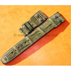 IWC Bracelet Rivets 22mm Cuir Alligator kaki montres hommes Big Pilot 5002,5004,5009 style IW500407 Zegg & Cerlati