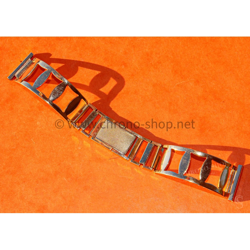 Original 70s vintage Extensible Gold plated Bracelet 20mm Rally Perforated Racing Sport Straight ends