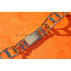 Original 70s vintage Extensible Gold plated Bracelet 20mm Rally Perforated Racing Sport Straight ends