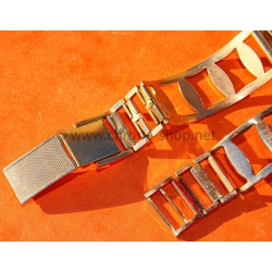 Original 70s vintage Extensible Gold plated Bracelet 20mm Rally Perforated Racing Sport Straight ends