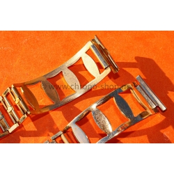 Original 70s vintage Extensible Gold plated Bracelet 20mm Rally Perforated Racing Sport Straight ends