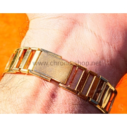 Original 70s vintage Extensible Gold plated Bracelet 20mm Rally Perforated Racing Sport Straight ends
