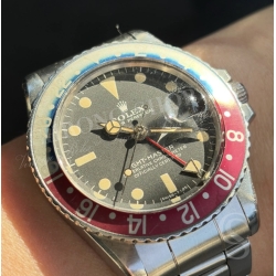 ROLEX RED BACK VINTAGE 70's PATINATED BEZEL INSERT FADED PEPSI RED BLUE GMT MASTER 1675,16750 WATCH INLAY PART