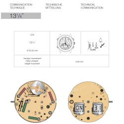 ETA 251 265 Mouvement suisse swiss Made 251.265 numérique-analogique chronographe calibre quartz montres