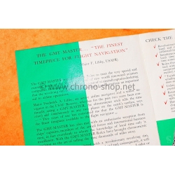 Rolex GMT MASTER 6542 Rare Livret de 1959 Document anglais Notice Montres anciennes ROLEX GMT MASTER 6542 bakelite