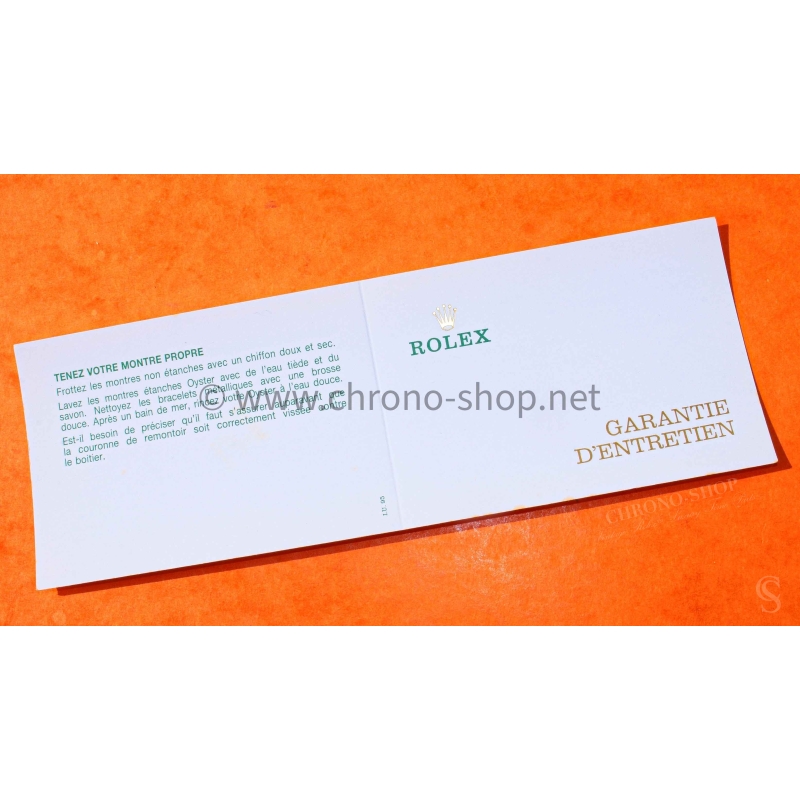 ROLEX GARANTIE VIERGE D'ENTRETIEN 8090s PAPIER REVISION MONTRES VINTAGE ROLEX Submariner,GMT,Daytona,Explorer