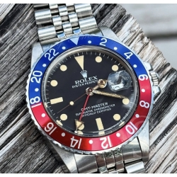 ROLEX GMT 16750 VINTAGE AIGUILLE HEURES MINUTES TRITIUM PATINE JAUNE CLAIR MONTRES ROLEX GMT MASTER 16750 Cal 3075