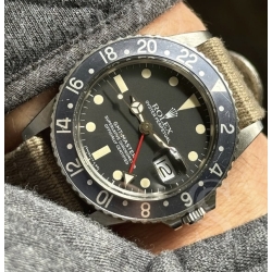 Rolex gmt master 16750 vintage tritium hands minuts hours cream yellow patina Rolex auto caliber 3075