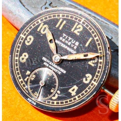 Titus Genève Waterproof Shockabsorber Non Magnetic Vintage Mechanical Watch Army black dial