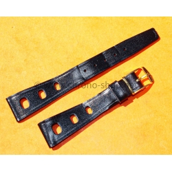 Vintage 1970s military-style pilot watch strap 18/12mm in patinated black faux leather strong vintage character