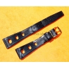 Vintage 1970s military-style pilot watch strap 18/12mm in patinated black faux leather strong vintage character