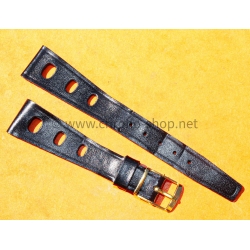 Vintage 1970s military-style pilot watch strap 18/12mm in patinated black faux leather strong vintage character