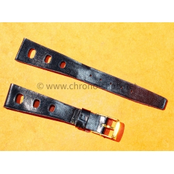 Vintage 1970s military-style pilot watch strap 18/12mm in patinated black faux leather strong vintage character